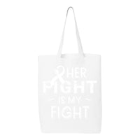 Veracco Her Fight is My Fight Tote Bag for Fearless Fighter Must Eco Cotton Reusable Bag Breast Cancer Awareness Items