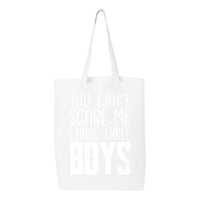 Veracco You Can't Scare Me I Have Three Boys Tote Bag for Survivor Eco Cotton Reusable Bag Breast Cancer Awareness Items