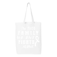 Veracco In This Family No One Fights Alone Tote Bag for Fighter Survivor Eco Cotton Reusable Bag Breast Cancer Awareness Item