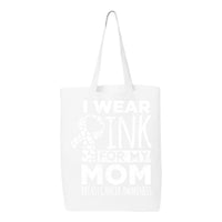 Veracco I Wear Pink for My Mom Tote Bag for Survivor Eco Cotton Reusable Bag Breast Cancer Awareness Items