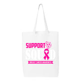 Veracco Support Squad Breast Cancer Awareness Tote Bag Fighter Fearless Survivor Eco Cotton Reusable Awareness Items (6oz)