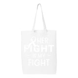 Her Fifght is My Fight Eco Cotton Tote Bag Fearless Survivor Pink Ribbon Breast Cancer Awareness Items (6oz)