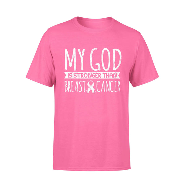 My God is Stronger Than Breast Cancer Awareness Pink Ribbon Gifts For Men T-Shirt