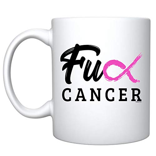 Veracco Fck Cancer Pink Ribbon Ceramic Coffee Mug Motivational Inspirational Uplifting Breast Cancer Awareness Gifts For Fearless Fighter Women Chemo Survivor