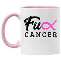 Veracco Fck Cancer Pink Ribbon Ceramic Coffee Mug Motivational Inspirational Uplifting Breast Cancer Awareness Gifts For Fearless Fighter Women Chemo Survivor