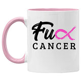 Veracco Fck Cancer Pink Ribbon Ceramic Coffee Mug Motivational Inspirational Uplifting Breast Cancer Awareness Gifts For Fearless Fighter Women Chemo Survivor