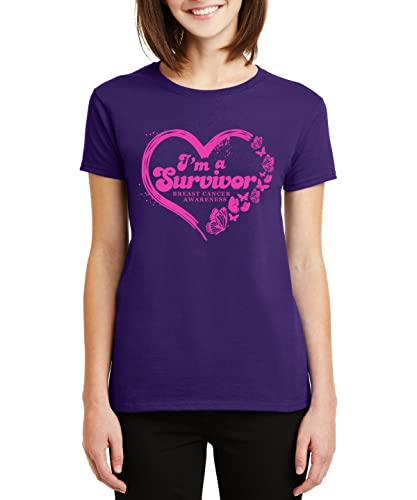 Veracco I'm A Survivor with Heart |Breast Cancer Awareness Survivor T-Shirt for Women