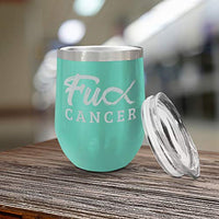 Veracco Fck Cancer Ribbon, Insulated Tumbler with Splash Proof Lid Breast Cancer Awareness Gift Motivational Inspirational Uplifting Funny Gift For Cancer Survivor