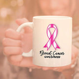 Veracco Breast Cancer Awareness Pink Ribbon Ceramic Coffee Mug Motivational Inspirational Uplifting FunnyGift For Breast Cancer Survivor