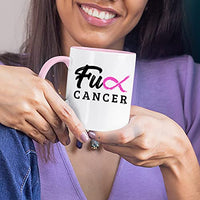 Veracco Fck Cancer Pink Ribbon Ceramic Coffee Mug Motivational Inspirational Uplifting Breast Cancer Awareness Gifts For Fearless Fighter Women Chemo Survivor