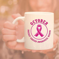 Veracco October Breast Cancer Awareness Month Cancer Awareness Pink Ribbon Ceramic Coffee Mug Motivational Inspirational Uplifting Gifts For Women Chemo Survivor