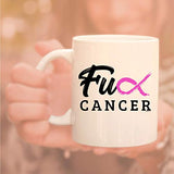 Veracco Fck Cancer Pink Ribbon Ceramic Coffee Mug Motivational Inspirational Uplifting Breast Cancer Awareness Gifts For Fearless Fighter Women Chemo Survivor