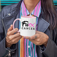 Veracco Fck Cancer Pink Ribbon Ceramic Coffee Mug Motivational Inspirational Uplifting Breast Cancer Awareness Gifts For Fearless Fighter Women Chemo Survivor