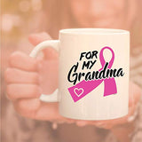 Veracco In this Family No One Fights Alone Cancer Awareness Pink Ribbon Ceramic Coffee Mug Motivational Inspirational Uplifting Funny Cancer Gifts For Women Chemo Survivor