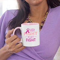 Veracco Her Fight Is My Fight Cancer Awareness Pink Ribbon Ceramic Coffee Mug Motivational Inspirational Uplifting Funny Cancer Gifts For Women Chemo Survivor