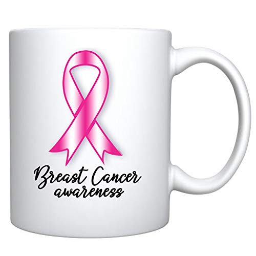 Pink Ribbon Themed Reusable Coffee Cup with Lid, Breast Cancer