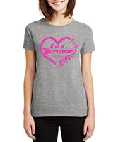 Veracco I'm A Survivor with Heart |Breast Cancer Awareness Survivor T-Shirt for Women