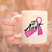 Veracco For My Aunt - White Ceramic Coffee Mug Tea Cup Breast Cancer Awareness Gifts Pink Ribbon