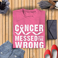 Cancer Messed with The Wrong B Breast Cancer Awareness Support Pink Ribon Gifts Women T-Shirt