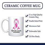 Veracco Breast Cancer Awareness Pink Ribbon Ceramic Coffee Mug Motivational Inspirational Uplifting FunnyGift For Breast Cancer Survivor