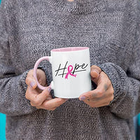 Veracco Hope Pink Ribbon Ceramic Coffee Mug Cancer Gifts For Women Chemo Awareness