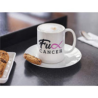 Veracco Fck Cancer Pink Ribbon Ceramic Coffee Mug Motivational Inspirational Uplifting Breast Cancer Awareness Gifts For Fearless Fighter Women Chemo Survivor