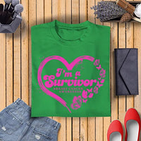 Veracco I'm A Survivor with Heart |Breast Cancer Awareness Survivor T-Shirt for Women