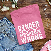 Cancer Messed with The Wrong B Breast Cancer Awareness Support Pink Ribon Gifts Women T-Shirt