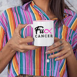 Veracco Fck Cancer Pink Ribbon Ceramic Coffee Mug Motivational Inspirational Uplifting Breast Cancer Awareness Gifts For Fearless Fighter Women Chemo Survivor