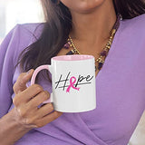 Veracco Hope Pink Ribbon Ceramic Coffee Mug Cancer Gifts For Women Chemo Awareness