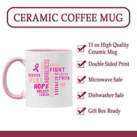 Veracco Breast Cancer Word Cloud Pink Ribbon Ceramic Coffee Mug Motivational Inspirational Uplifting Funny Cancer Gifts For Women Chemo Survivor