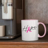 Veracco Hope Pink Ribbon Ceramic Coffee Mug Cancer Gifts For Women Chemo Awareness