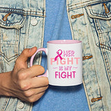 Veracco Her Fight Is My Fight Cancer Awareness Pink Ribbon Ceramic Coffee Mug Motivational Inspirational Uplifting Funny Cancer Gifts For Women Chemo Survivor