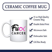 Veracco Fck Cancer Pink Ribbon Ceramic Coffee Mug Motivational Inspirational Uplifting Breast Cancer Awareness Gifts For Fearless Fighter Women Chemo Survivor