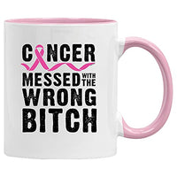 Veracco Cancer Messed With The Wrong B Ceramic Coffee Mug Breast Cancer Gifts For Women Chemo Awareness