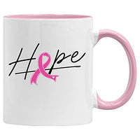 Veracco Hope Pink Ribbon Ceramic Coffee Mug Cancer Gifts For Women Chemo Awareness