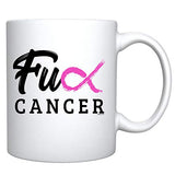 Veracco Fck Cancer Pink Ribbon Ceramic Coffee Mug Motivational Inspirational Uplifting Breast Cancer Awareness Gifts For Fearless Fighter Women Chemo Survivor