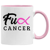 Veracco Fck Cancer Pink Ribbon Ceramic Coffee Mug Motivational Inspirational Uplifting Breast Cancer Awareness Gifts For Fearless Fighter Women Chemo Survivor