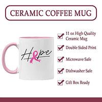 Veracco Hope Pink Ribbon Ceramic Coffee Mug Cancer Gifts For Women Chemo Awareness