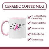 Veracco Hope Pink Ribbon Ceramic Coffee Mug Cancer Gifts For Women Chemo Awareness