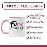 Veracco Fck Cancer Pink Ribbon Ceramic Coffee Mug Motivational Inspirational Uplifting Breast Cancer Awareness Gifts For Fearless Fighter Women Chemo Survivor