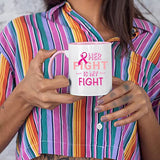 Veracco Her Fight Is My Fight Cancer Awareness Pink Ribbon Ceramic Coffee Mug Motivational Inspirational Uplifting Funny Cancer Gifts For Women Chemo Survivor