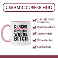 Veracco Cancer Messed With The Wrong B Ceramic Coffee Mug Breast Cancer Gifts For Women Chemo Awareness