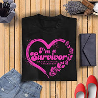 Veracco I'm A Survivor with Heart |Breast Cancer Awareness Survivor T-Shirt for Women