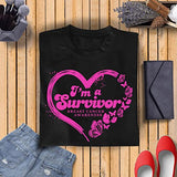 Veracco I'm A Survivor with Heart |Breast Cancer Awareness Survivor T-Shirt for Women