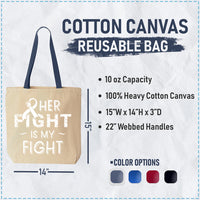 Veracco Her Fight is My Fight Breast Cancer Awareness Tote Bag Fearless Survivor Cotton Canvas Reusable Awareness Items