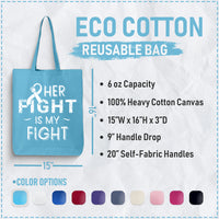 Veracco Her Fight is My Fight Tote Bag for Fearless Fighter Must Eco Cotton Reusable Bag Breast Cancer Awareness Items