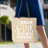 Veracco I Wear Pink for My Friend Breast Cancer Awareness Tote Bag Survivor Cotton Canvas Reusable Cancer Awareness Item