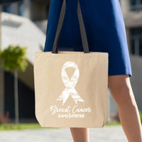 Veracco Breast Cancer Tote Bag Fearless Survivor Must Fight Cotton Canvas Reusable Bag Cancer Awareness Items