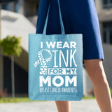 Veracco I Wear Pink for My Mom Tote Bag for Survivor Eco Cotton Reusable Bag Breast Cancer Awareness Items